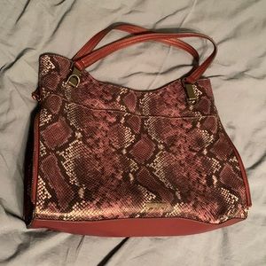 Vince Camuto brown faux snakeskin bag